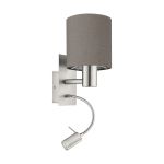Eglo Wall Light Pasteri Steel Satin Nickel 40 | IP20 - Incl. Spot and Excl. 1x E27