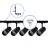 Bright Choice Complete Set 1-Phase Rail L 1 x 2 Meter Black | incl. 5x Spot + GU10 2700K 3W Dimmable + End Cap, Power Connector and L -Connector