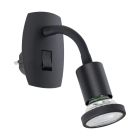 Eglo Wall Light Parrini Lamp with Plug Black 4.5W 345lm - 830 Warm White | IP20 - Incl. 1x GU10